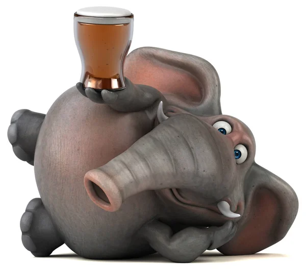 Funny cartoon holding beer — Stock Photo, Image
