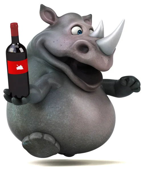 Funny cartoon holding wine — Stock Photo, Image