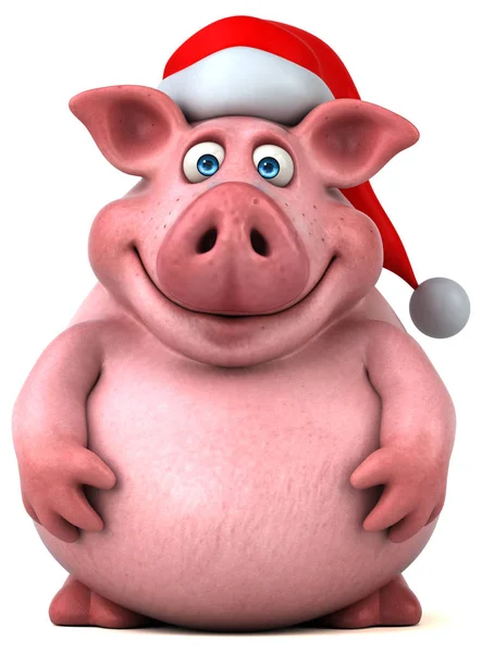 Porco usando chapéu de Papai Noel — Fotografia de Stock