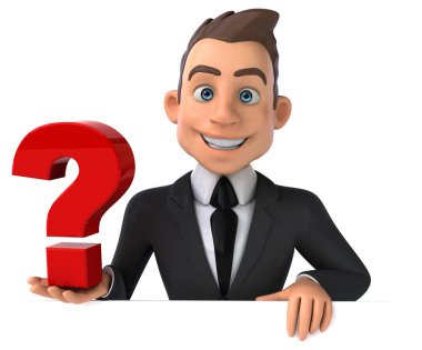 Eğlenceli iş adamı soru işareti taşıyor