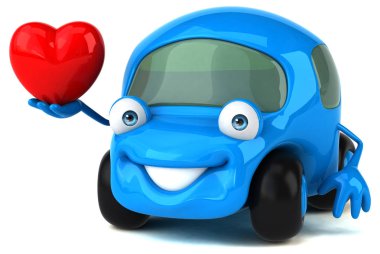Komik araba holding kalp  