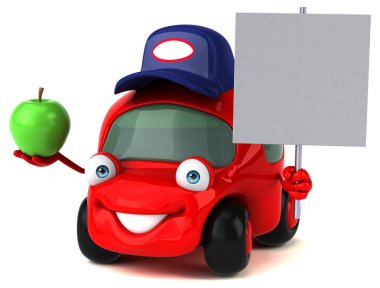 Komik araba holding elma 