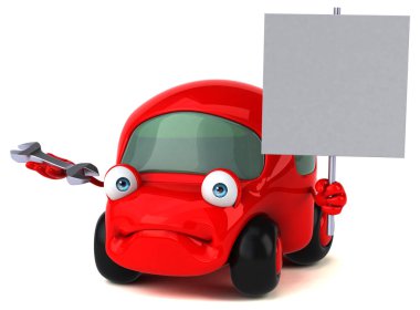 Komik araba holding İngiliz anahtarı 