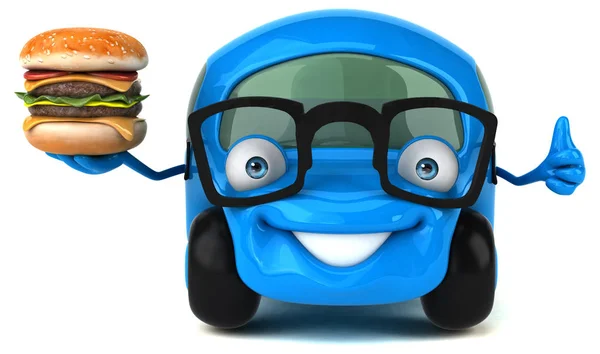 Srandovní auta hospodářství burger — Stock fotografie
