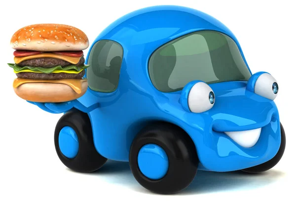 Divertido coche sosteniendo hamburguesa — Foto de Stock