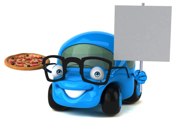 Funny car holding  pizza — Stock Photo, Image