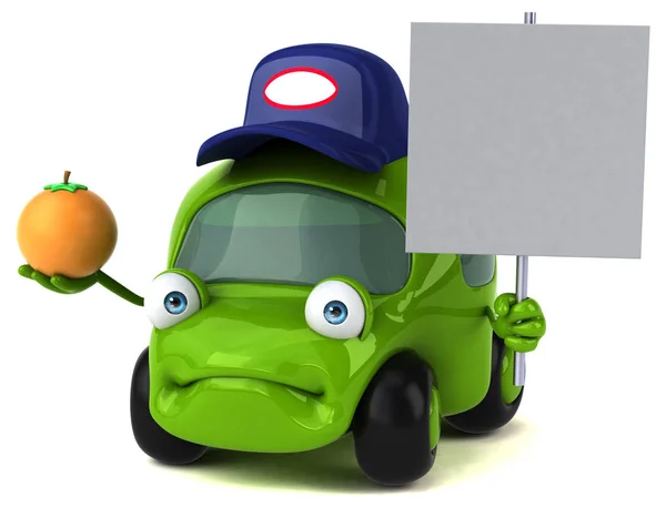 Komik araba holding turuncu — Stok fotoğraf