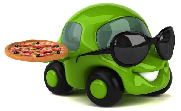 Funny car holding pizza — Stock Photo, Image