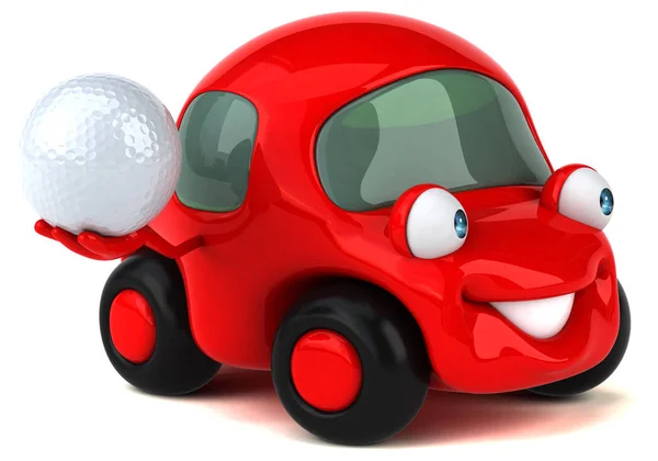 Komik araba holding topu — Stok fotoğraf