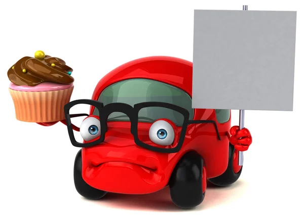 Rolig bil innehav cupcake — Stockfoto
