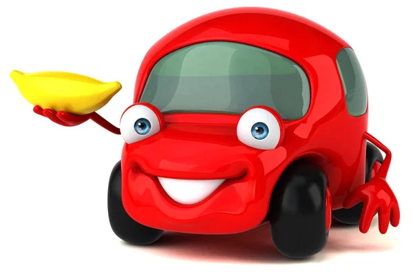 Grappige auto bedrijf banaan — Stockfoto