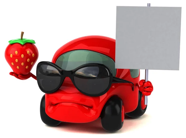 Αστείο αυτοκίνητο εκμετάλλευση φράουλα — Φωτογραφία Αρχείου