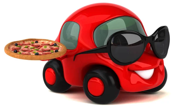 Funny car holding pizza — Stock Photo, Image