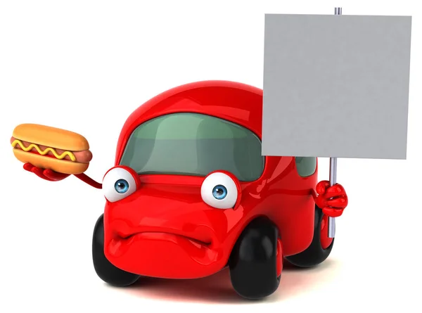 Funny car holding  hotdog — Stock Photo, Image