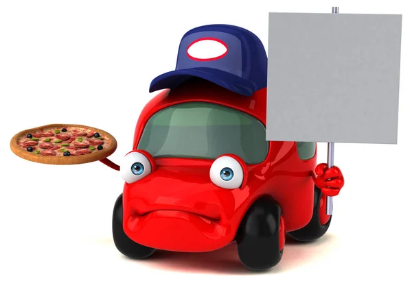 Funny car holding pizza — Stock Photo, Image