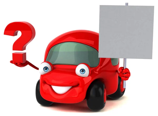 Funny car holding question mark — Stock Photo, Image