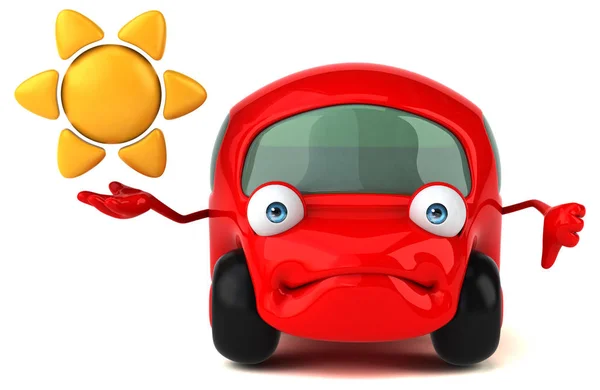 Komik araba holding güneş — Stok fotoğraf