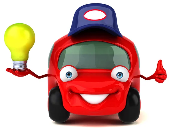 Komik araba holding lamba — Stok fotoğraf