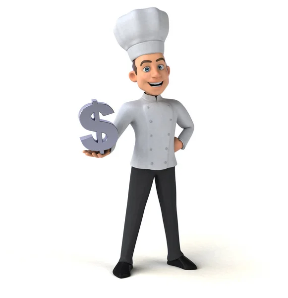 Fun chef holding dollar sign — Stock Photo, Image