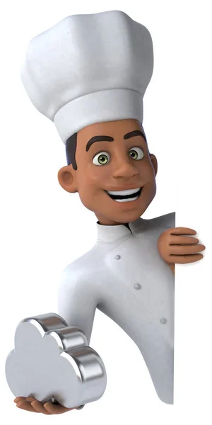 Fun chef holding cloud sign — Stock Photo, Image