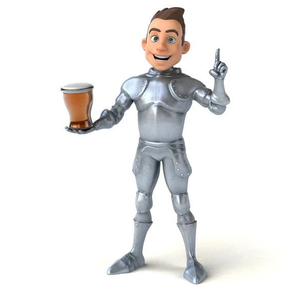 Fun knight holding beer — Stock Photo, Image