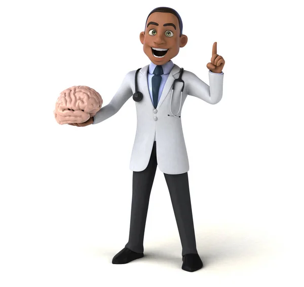 Fun doctor holding brain — Stock Photo, Image