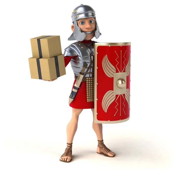 Soldat romain tenant des boîtes — Photo