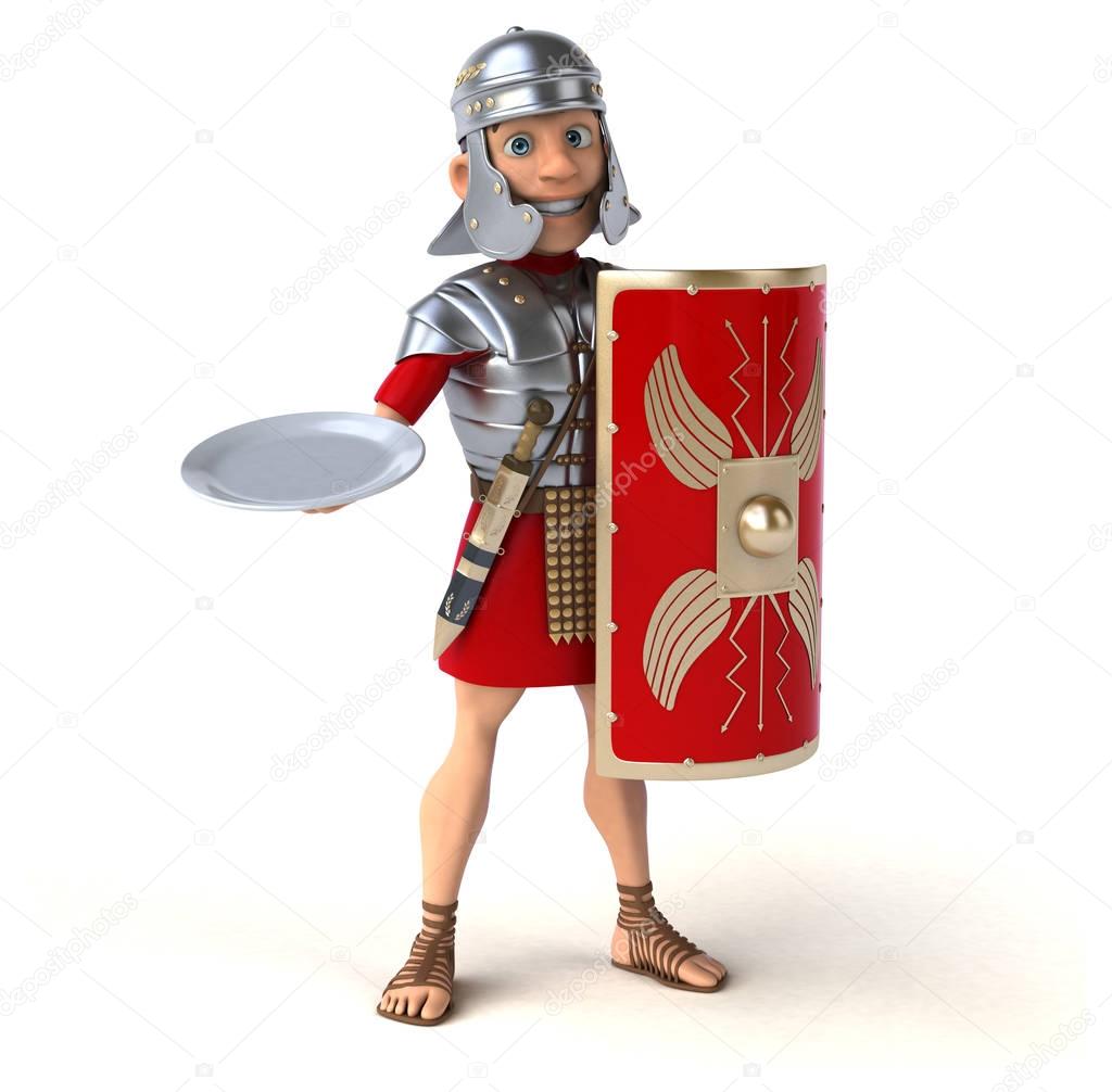 Roman soldier holding tray