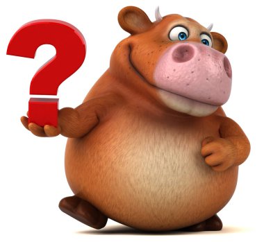 Komik inek holding soru işareti 