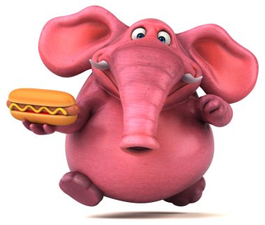 komik fil holding hotdog