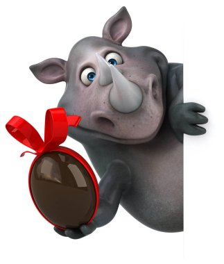 Eğlenceli gergedan holding Paskalya yortusu yumurta