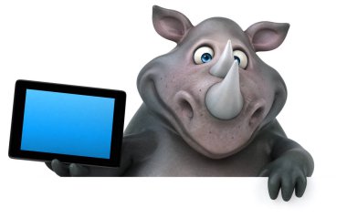 Eğlenceli gergedan holding tablet 