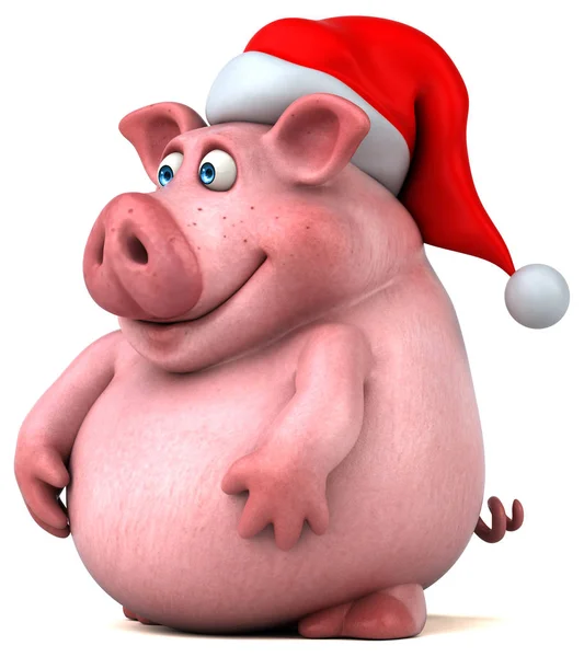 Porco engraçado usando chapéu de Pai Natal — Fotografia de Stock