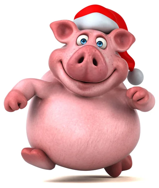 Смішна свиня в капелюсі Санта — стокове фото
