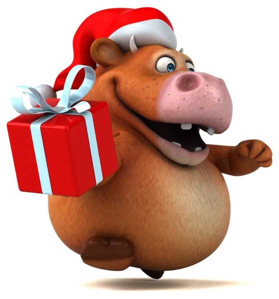 Lustige Kuh mit Geschenk — Stockfoto