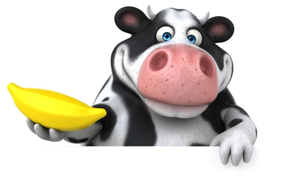 Lustige Kuh mit Banane — Stockfoto