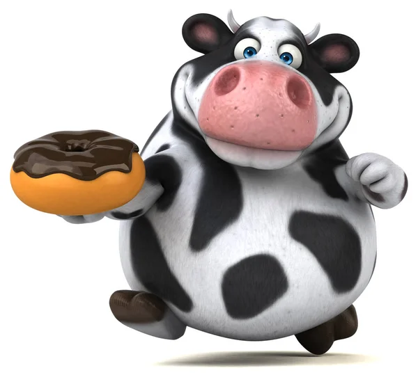 Divertido vaca sosteniendo donut —  Fotos de Stock