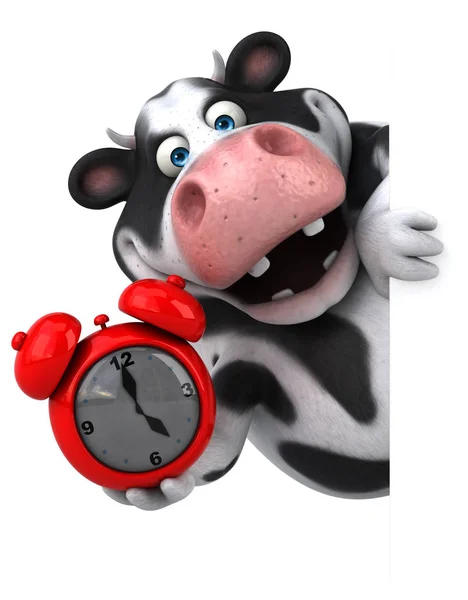 Funny cow holding  clock