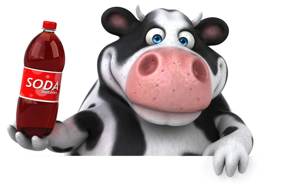 Vaca divertida sosteniendo soda —  Fotos de Stock
