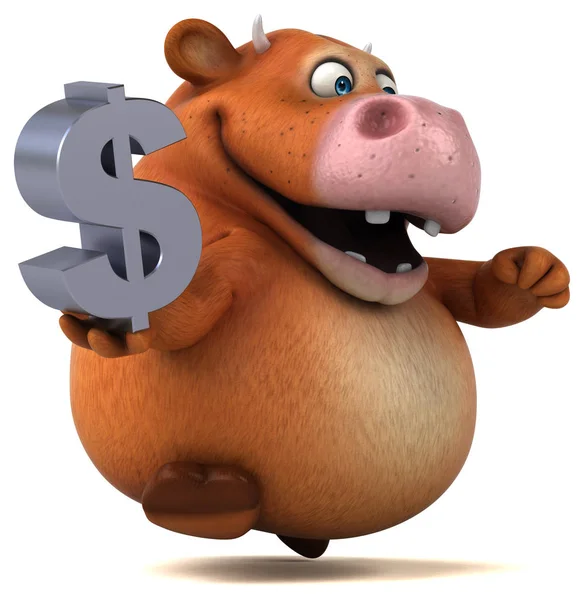 Funny cow holding  dollar — Stock Photo, Image