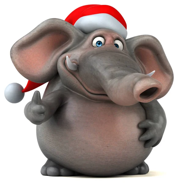 Lustiger Elefant mit Weihnachtsmütze — Stockfoto