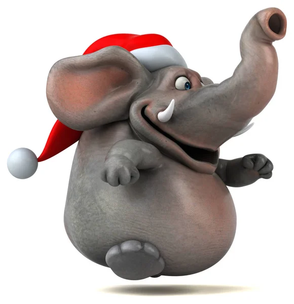 Éléphant drôle dans le chapeau de Père Noël — Photo