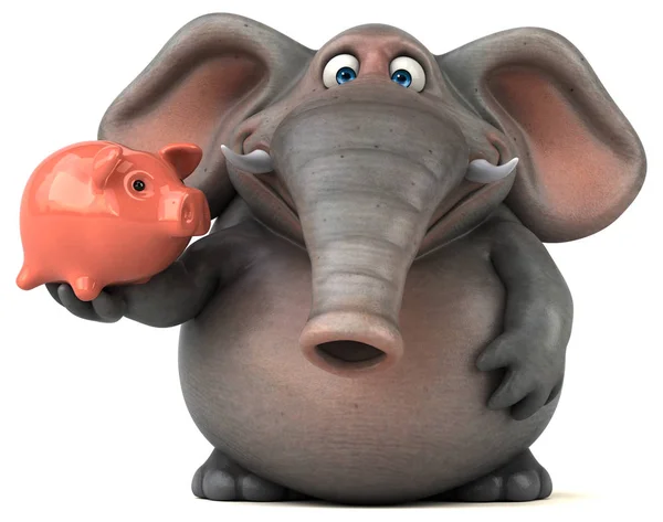 Funny elephant holding piggy bank — Stock Photo, Image