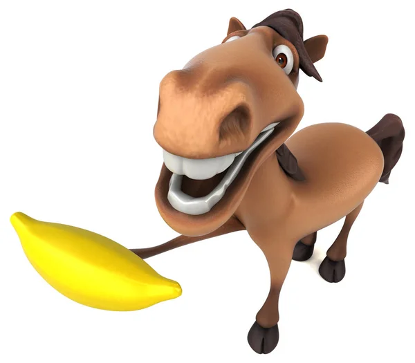 Pferd mit Banane — Stockfoto