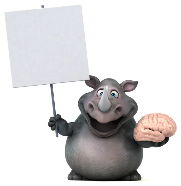 Divertido rinoceronte sosteniendo el cerebro —  Fotos de Stock