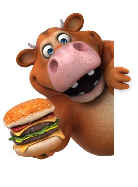 Komik inek holding burger 