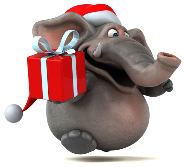 Spaß-Elefant mit Geschenk — Stockfoto