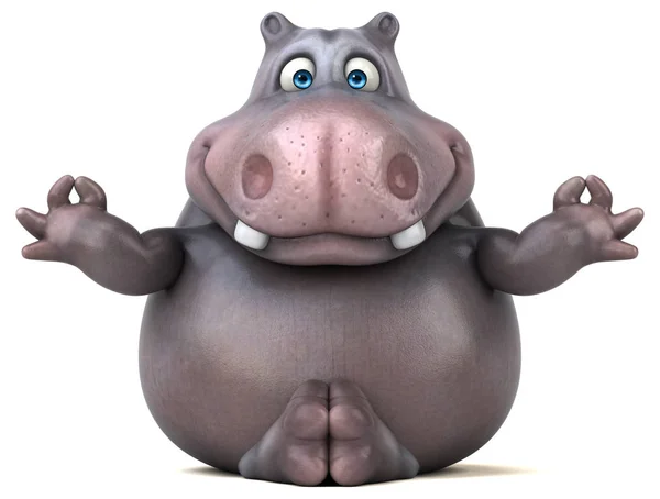 Funny  hippo doing yoga — Stock Photo, Image