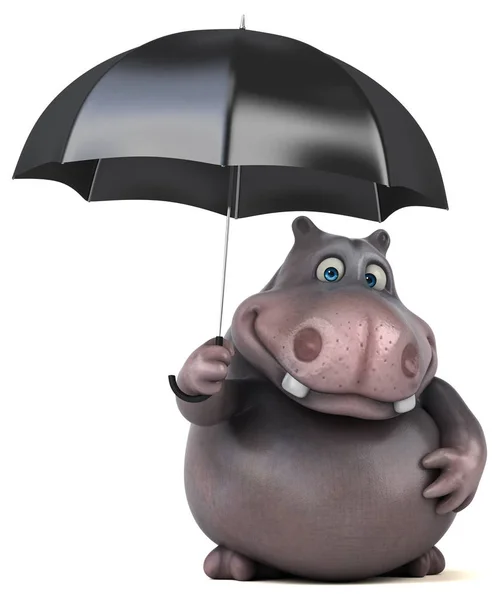 Komik su aygırı holding şemsiye — Stok fotoğraf