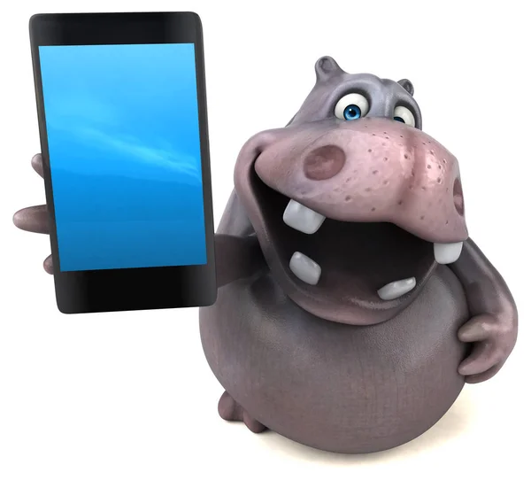 Grappige hippo bedrijf phon — Stockfoto